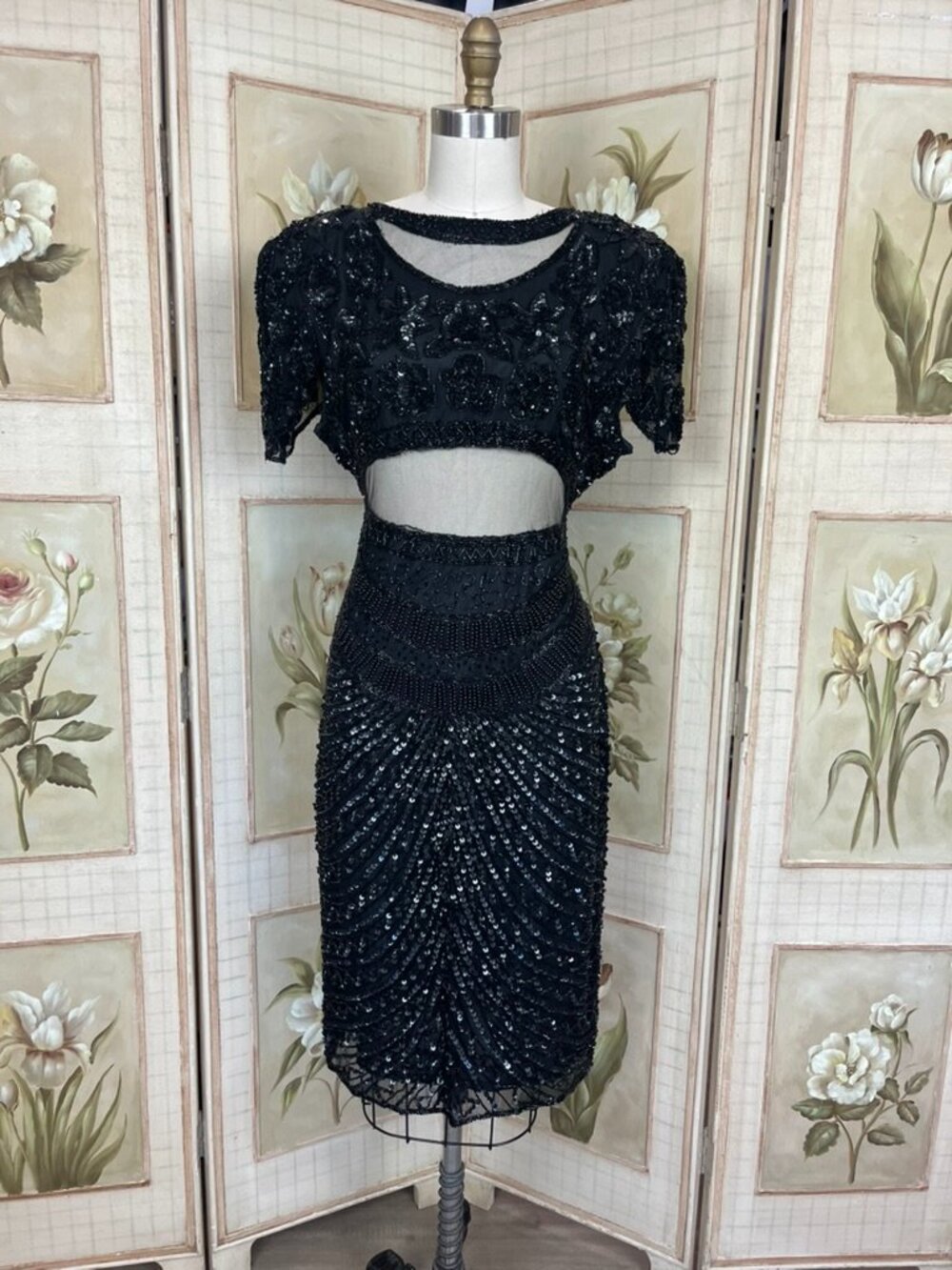 1980s Maison Magique Black Beaded Dress